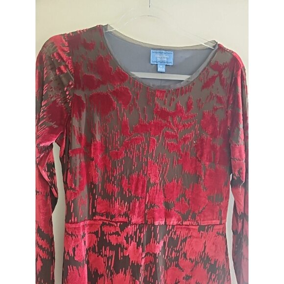 Simply Vera Burnout Red Velvet Fit & Flare Whimsygoth Mini Dress Size Medium - Picture 2 of 10